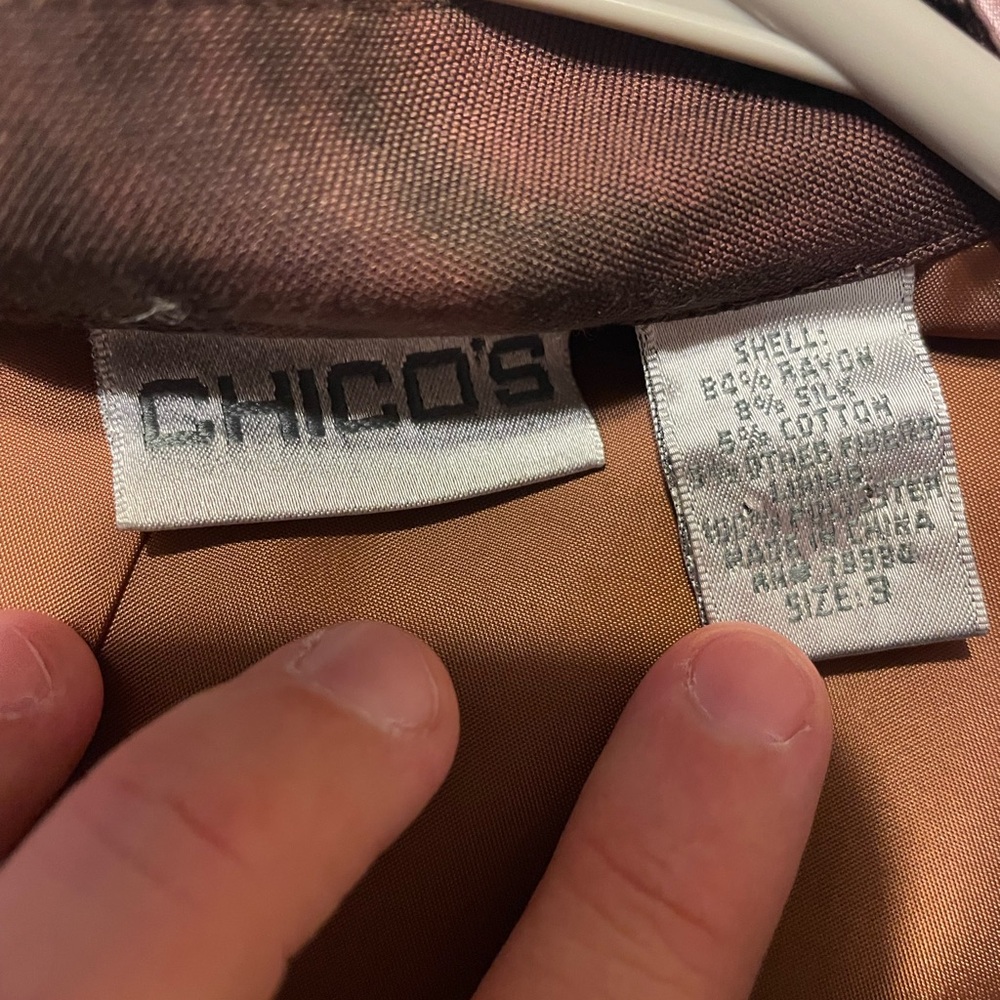 Chico's Multicolor Patchwork Silk Blend Blazer Ja… - image 3